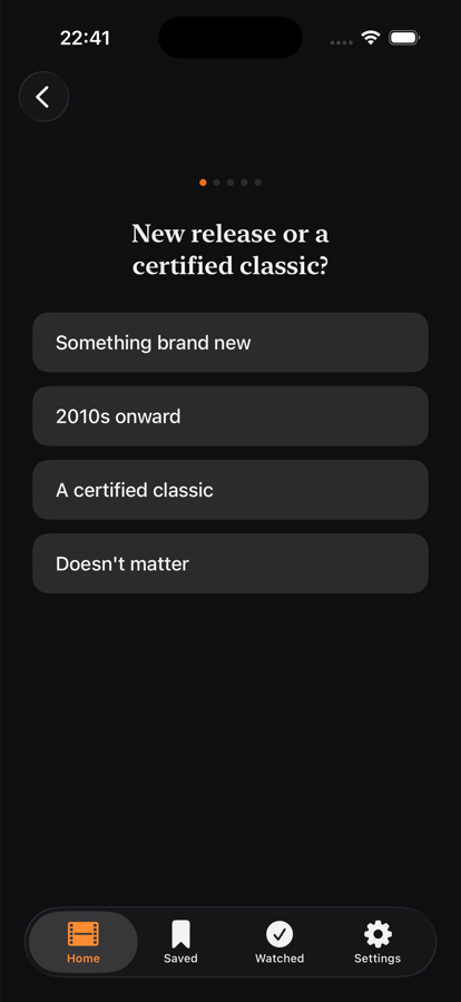 Flicker question screen asking new release or a certified classic